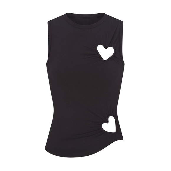 NWT SKIMS Cotton Jersey Heart Tank in SOOT sz M - RARE - Picture 1 of 6